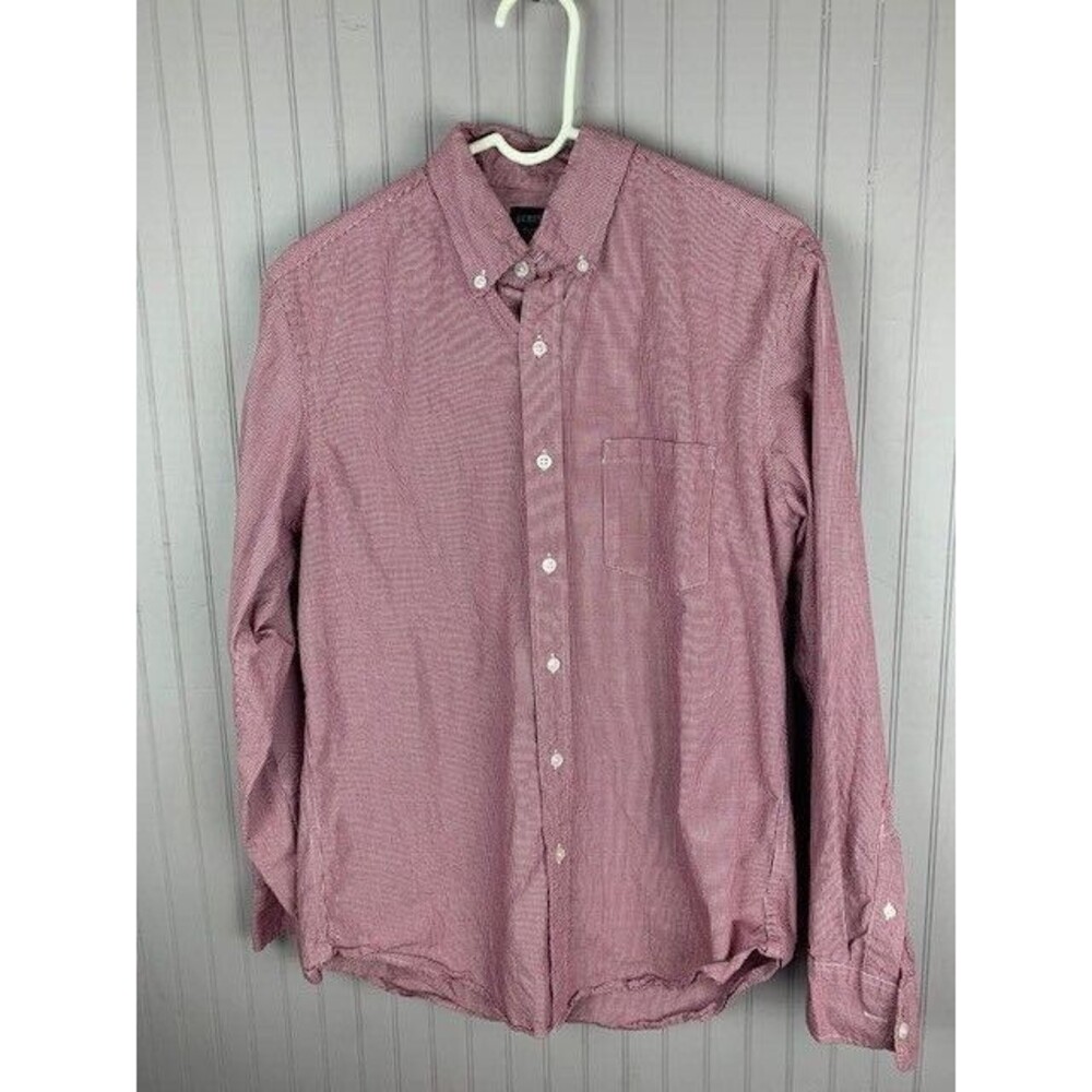 J Crew Size M Mens Red Check Shirt Flex Long Sleeve Button Down